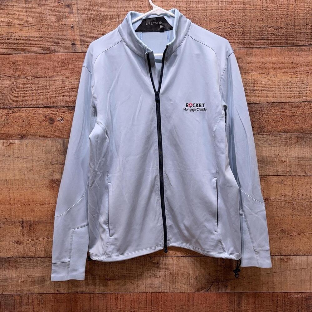 Greyson golf jacket Mens Size L Gray Rocket Mortgage Classic Golf Full Zip